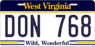 WV license plate DON768