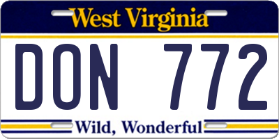 WV license plate DON772