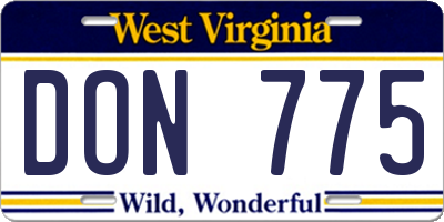 WV license plate DON775