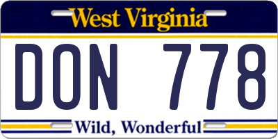 WV license plate DON778