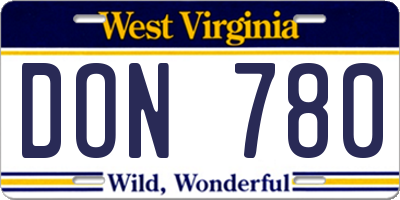 WV license plate DON780
