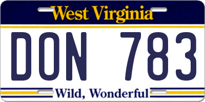 WV license plate DON783