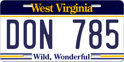 WV license plate DON785