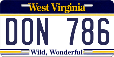 WV license plate DON786