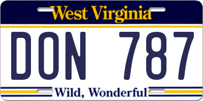 WV license plate DON787