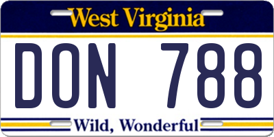 WV license plate DON788