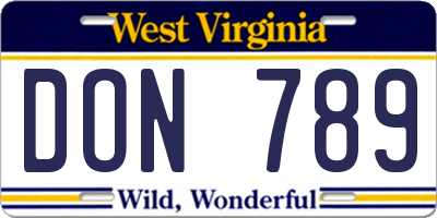 WV license plate DON789
