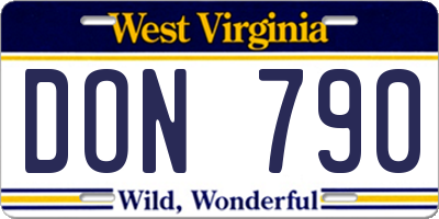 WV license plate DON790