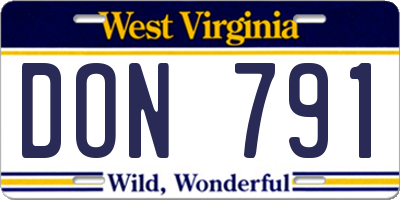 WV license plate DON791
