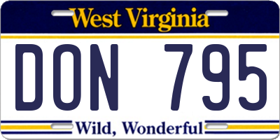 WV license plate DON795