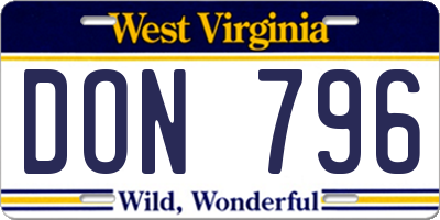 WV license plate DON796