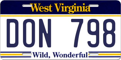 WV license plate DON798
