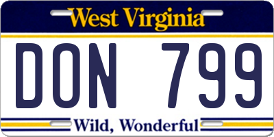 WV license plate DON799