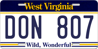WV license plate DON807