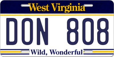 WV license plate DON808