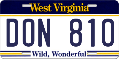 WV license plate DON810