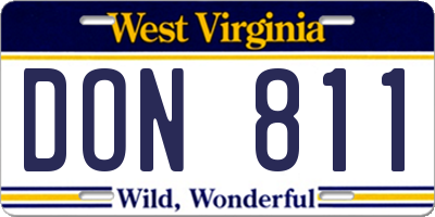 WV license plate DON811