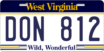 WV license plate DON812