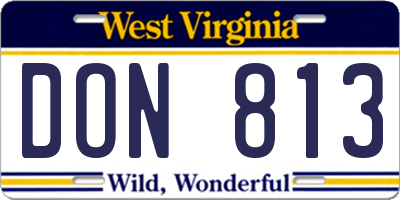 WV license plate DON813
