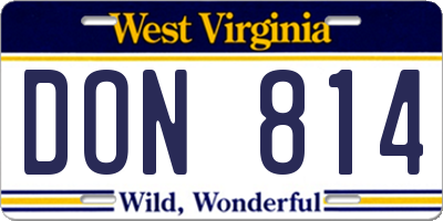 WV license plate DON814