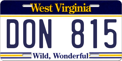 WV license plate DON815