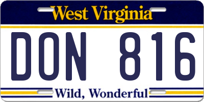 WV license plate DON816