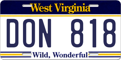 WV license plate DON818