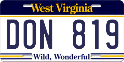 WV license plate DON819