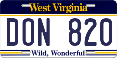WV license plate DON820