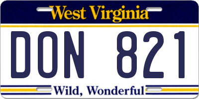 WV license plate DON821