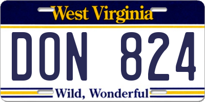 WV license plate DON824