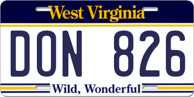 WV license plate DON826