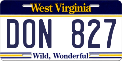 WV license plate DON827