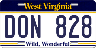 WV license plate DON828