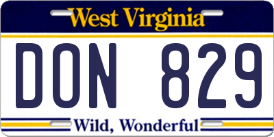 WV license plate DON829