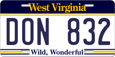 WV license plate DON832