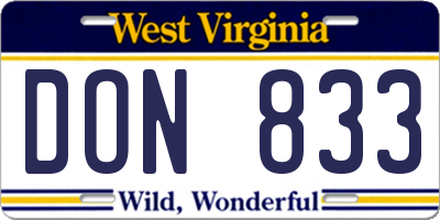 WV license plate DON833