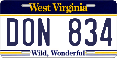 WV license plate DON834