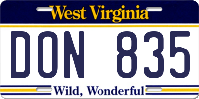 WV license plate DON835