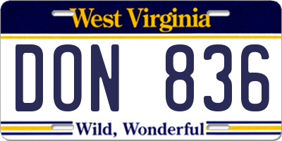 WV license plate DON836
