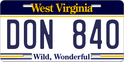 WV license plate DON840
