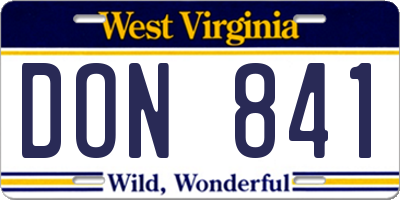 WV license plate DON841