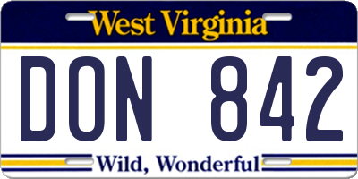 WV license plate DON842