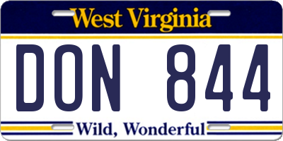 WV license plate DON844