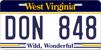 WV license plate DON848