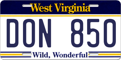 WV license plate DON850