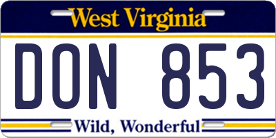 WV license plate DON853