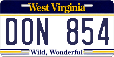 WV license plate DON854