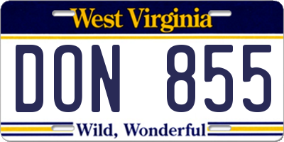 WV license plate DON855