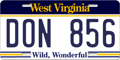 WV license plate DON856